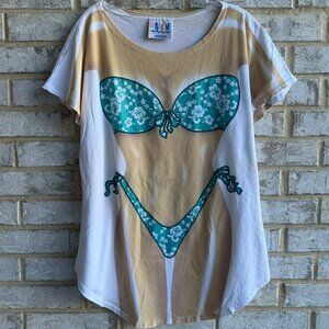 My Bikini L.A. Imprint Short Sleeve Vintage Glitter Bikini T-Shirt Size OS